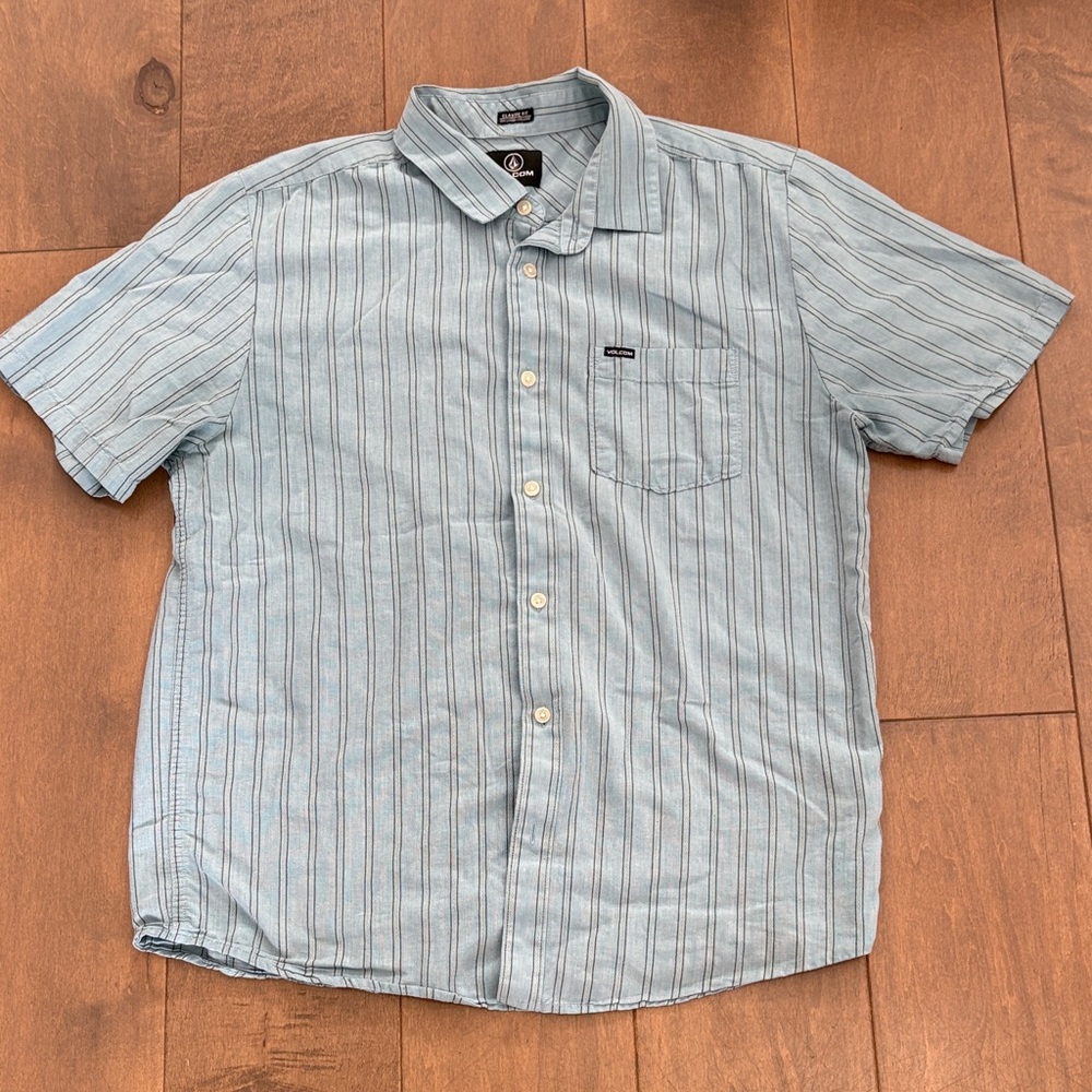 Volcom Blue Striped Casual Shirt